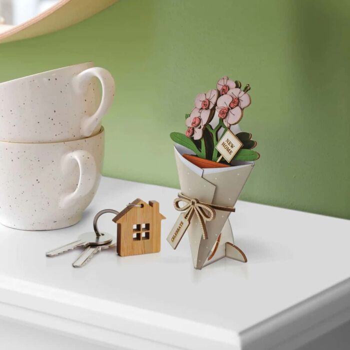 Wild & Wood New Home 3D Flower Figurine Card Letterbox gift
